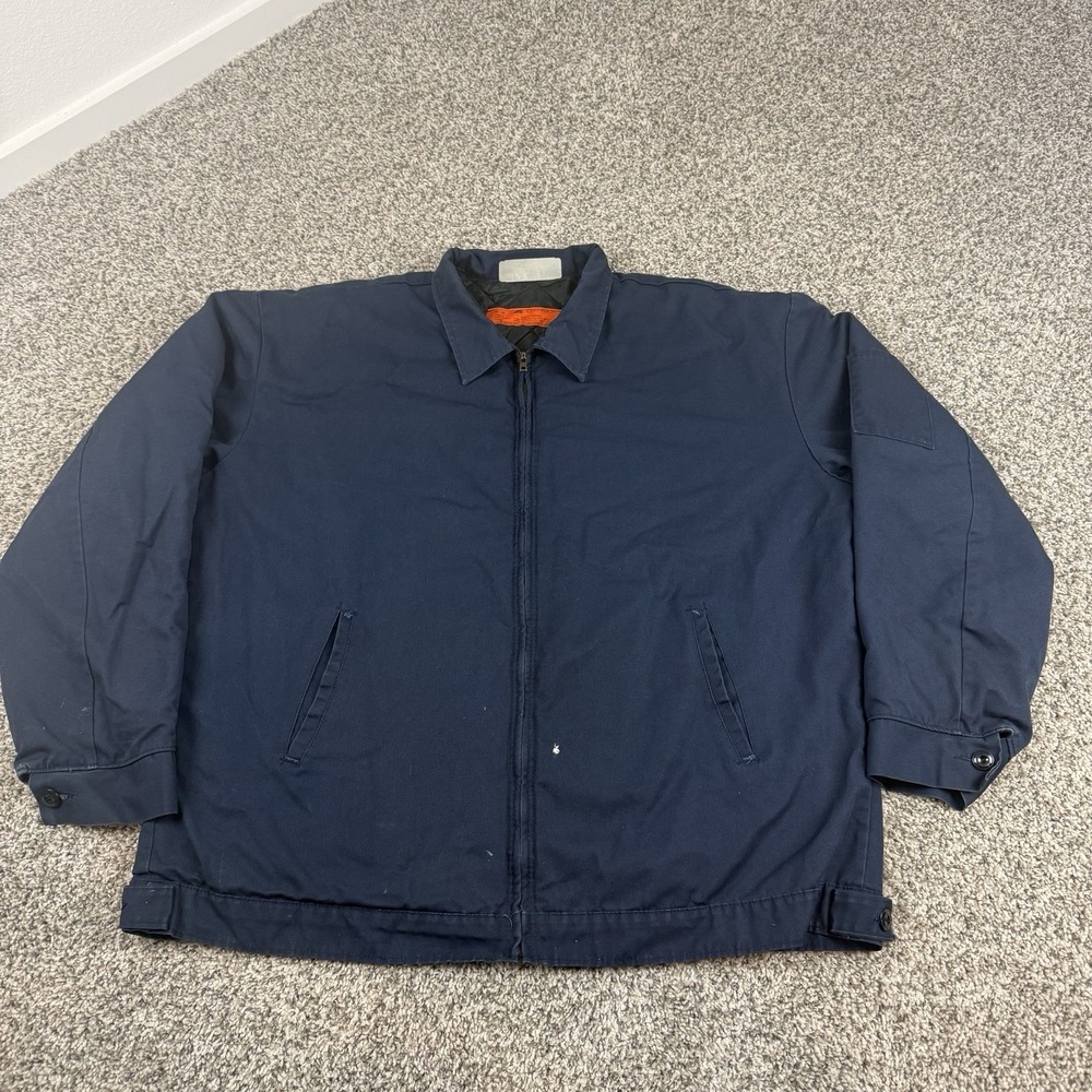 VTG Red Kap Work Jacket Mens XXL Blue Mechanic Quilt Lined Jacket 90s Talon Zip